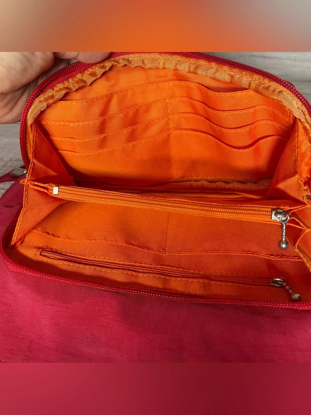 Baggallini Red Nylon Travel Crossbody Organizer Small Crossbody Travel Ba